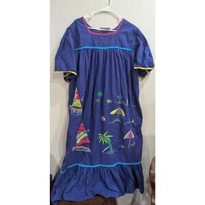 Fun and summery royal blue cotton mumu house dress by Blair size 3X